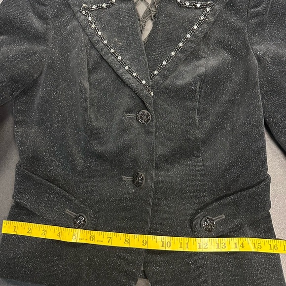 Sold.  Bisou Bisou Black Blazer with Elegant Beaded Detailing - Picture 5 of 14